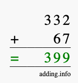 Calculate 332 + 67 using long addition