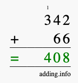 Calculate 342 + 66 using long addition