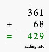 Calculate 361 plus 68 using long addition Calculate 361 + 68 using long addition