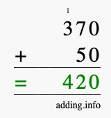 Calculate 370 + 50 using long addition