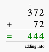 Calculate 372 plus 72 using long addition Calculate 372 + 72 using long addition