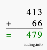 Calculate 413 + 66 using long addition