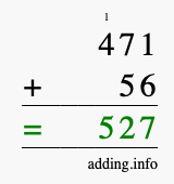 Calculate 471 + 56 using long addition