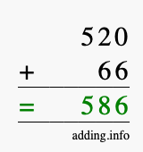 Calculate 520 + 66 using long addition