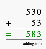 Calculate 530 + 53 using long addition