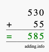 Calculate 530 + 55 using long addition