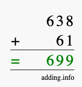 Calculate 638 + 61 using long addition