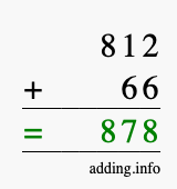 Calculate 812 + 66 using long addition