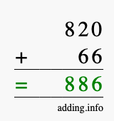 Calculate 820 + 66 using long addition