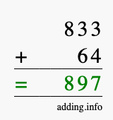 Calculate 833 + 64 using long addition