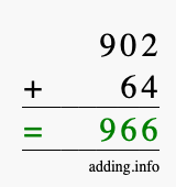 Calculate 902 + 64 using long addition