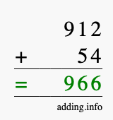 Calculate 912 + 54 using long addition