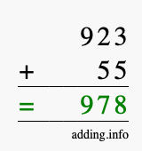 Calculate 923 + 55 using long addition