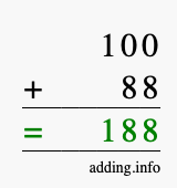 Calculate 100 plus 88 using long addition Calculate 100 + 88 using long addition