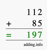 Calculate 112 plus 85 using long addition Calculate 112 + 85 using long addition