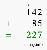 Calculate 142 plus 85 using long addition Calculate 142 + 85 using long addition
