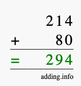 Calculate 214 plus 80 using long addition Calculate 214 + 80 using long addition