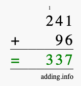 Calculate 241 + 96 using long addition