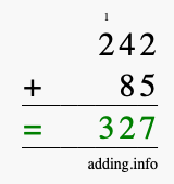 Calculate 242 plus 85 using long addition Calculate 242 + 85 using long addition