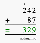 Calculate 242 + 87 using long addition