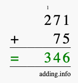 Calculate 271 + 75 using long addition