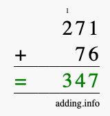 Calculate 271 + 76 using long addition