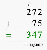 Calculate 272 + 75 using long addition