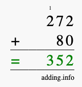 Calculate 272 + 80 using long addition
