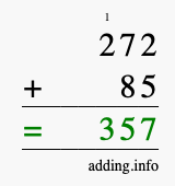 Calculate 272 + 85 using long addition