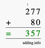 Calculate 277 + 80 using long addition