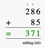 Calculate 286 plus 85 using long addition Calculate 286 + 85 using long addition
