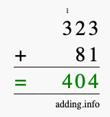 Calculate 323 + 81 using long addition