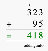 Calculate 323 + 95 using long addition
