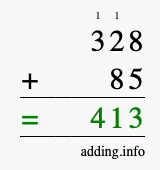 Calculate 328 plus 85 using long addition Calculate 328 + 85 using long addition