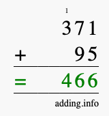 Calculate 371 + 95 using long addition