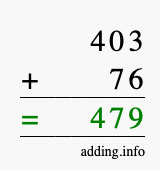 Calculate 403 + 76 using long addition