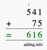 Calculate 541 plus 75 using long addition Calculate 541 + 75 using long addition