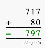 Calculate 717 + 80 using long addition