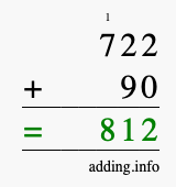 Calculate 722 + 90 using long addition