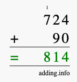 Calculate 724 plus 90 using long addition Calculate 724 + 90 using long addition