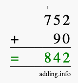 Calculate 752 plus 90 using long addition Calculate 752 + 90 using long addition