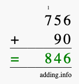 Calculate 756 plus 90 using long addition Calculate 756 + 90 using long addition