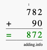 Calculate 782 plus 90 using long addition Calculate 782 + 90 using long addition