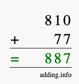 Calculate 810 + 77 using long addition