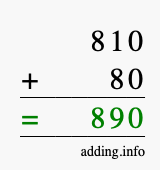 Calculate 810 + 80 using long addition