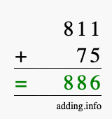 Calculate 811 + 75 using long addition