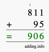 Calculate 811 + 95 using long addition