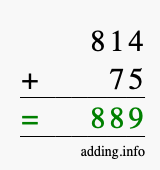 Calculate 814 + 75 using long addition