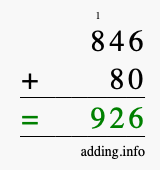 Calculate 846 + 80 using long addition