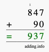 Calculate 847 plus 90 using long addition Calculate 847 + 90 using long addition